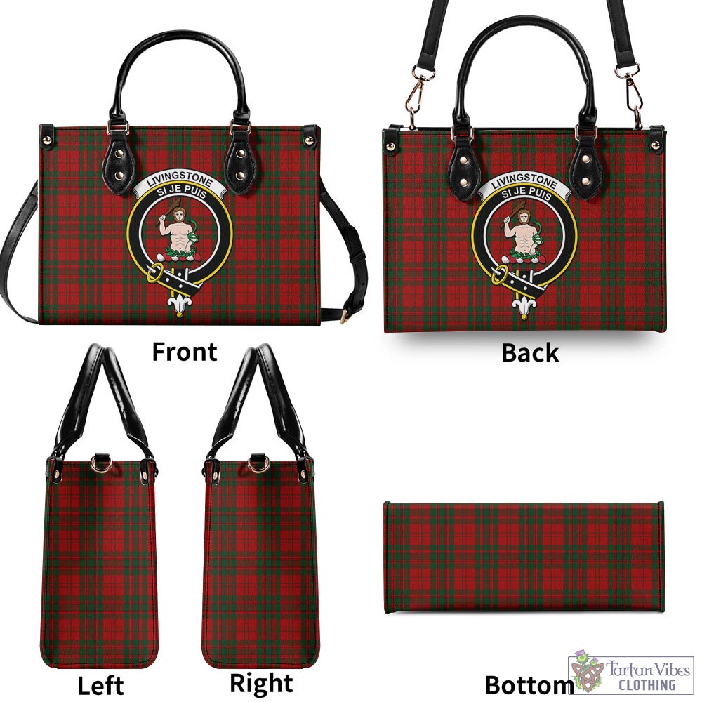 Livingstone Tartan Luxury Leather Handbags with Family Crest - Tartan Vibes Clothing