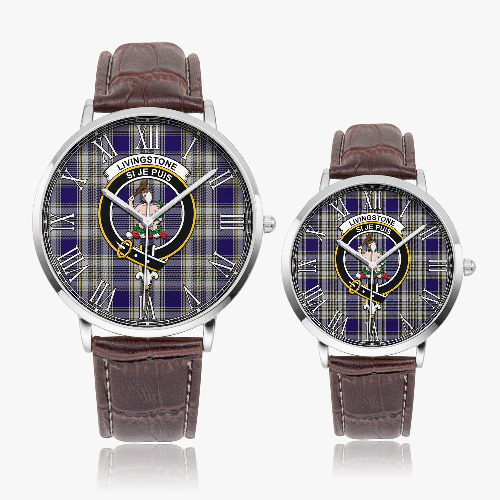 Livingston Dress Tartan Family Crest Leather Strap Quartz Watch - Tartanvibesclothing
