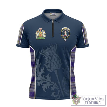 Livingston Dress Tartan Zipper Polo Shirt with Family Crest and Scottish Thistle Vibes Sport Style