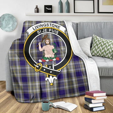 Livingston Dress Tartan Blanket with Family Crest