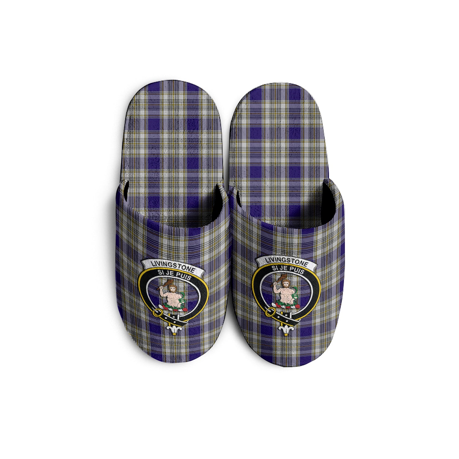 Livingston Dress Tartan Home Slippers with Family Crest - Tartanvibesclothing