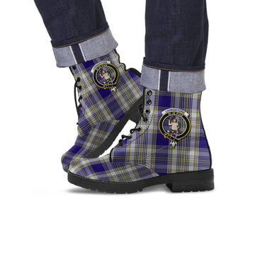 Livingstone Dress Tartan Leather Boots with Family Crest