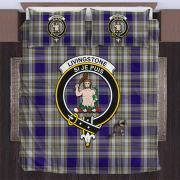 Livingston Dress Tartan Bedding Set with Family Crest