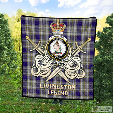 Livingston Dress Tartan Quilt with Clan Crest and the Golden Sword of Courageous Legacy