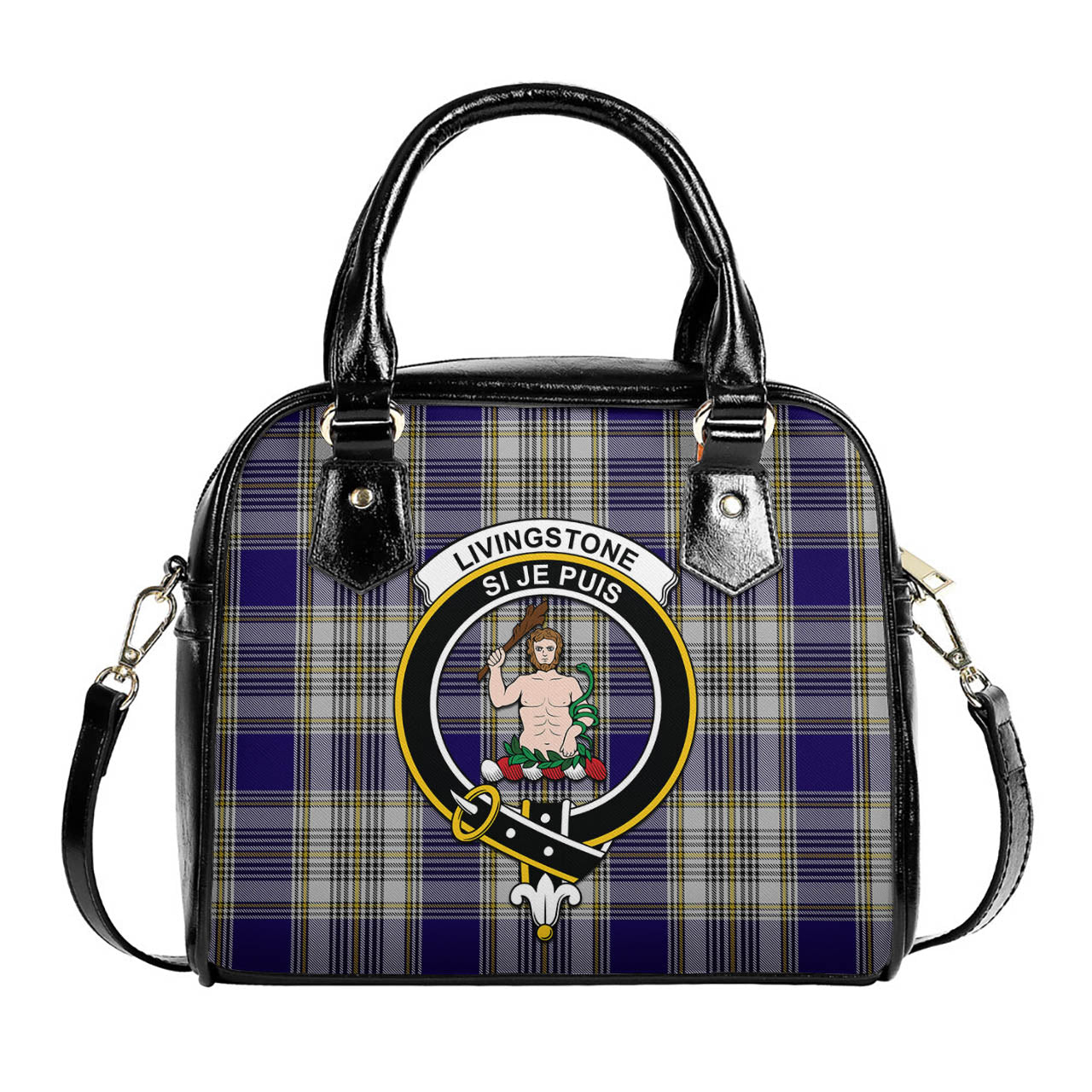 Livingston Dress Tartan Shoulder Handbags with Family Crest One Size 6*25*22 cm - Tartanvibesclothing