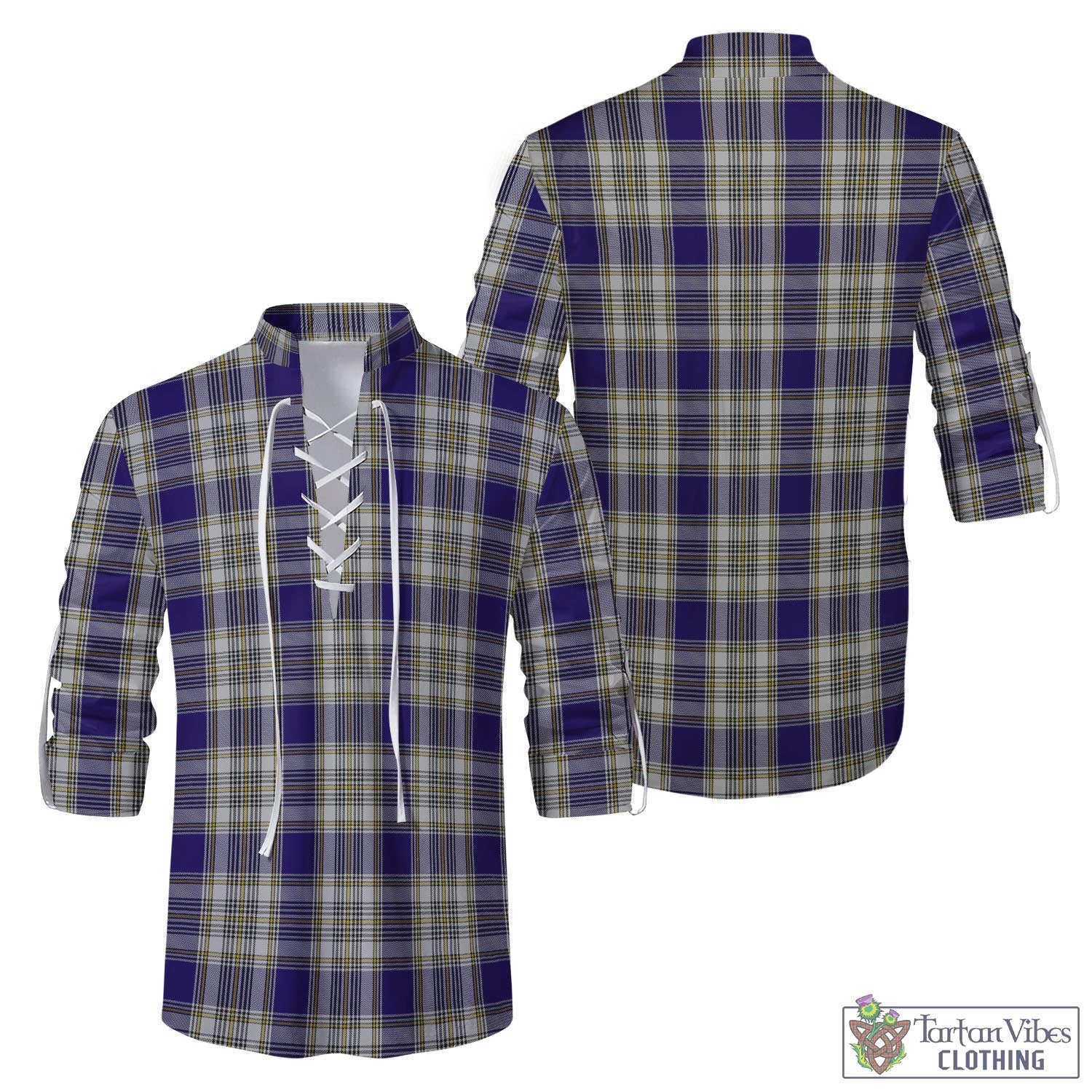 Tartan Vibes Clothing Livingston Dress Tartan Men's Scottish Traditional Jacobite Ghillie Kilt Shirt