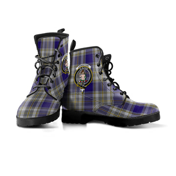 Livingstone Dress Tartan Leather Boots with Family Crest