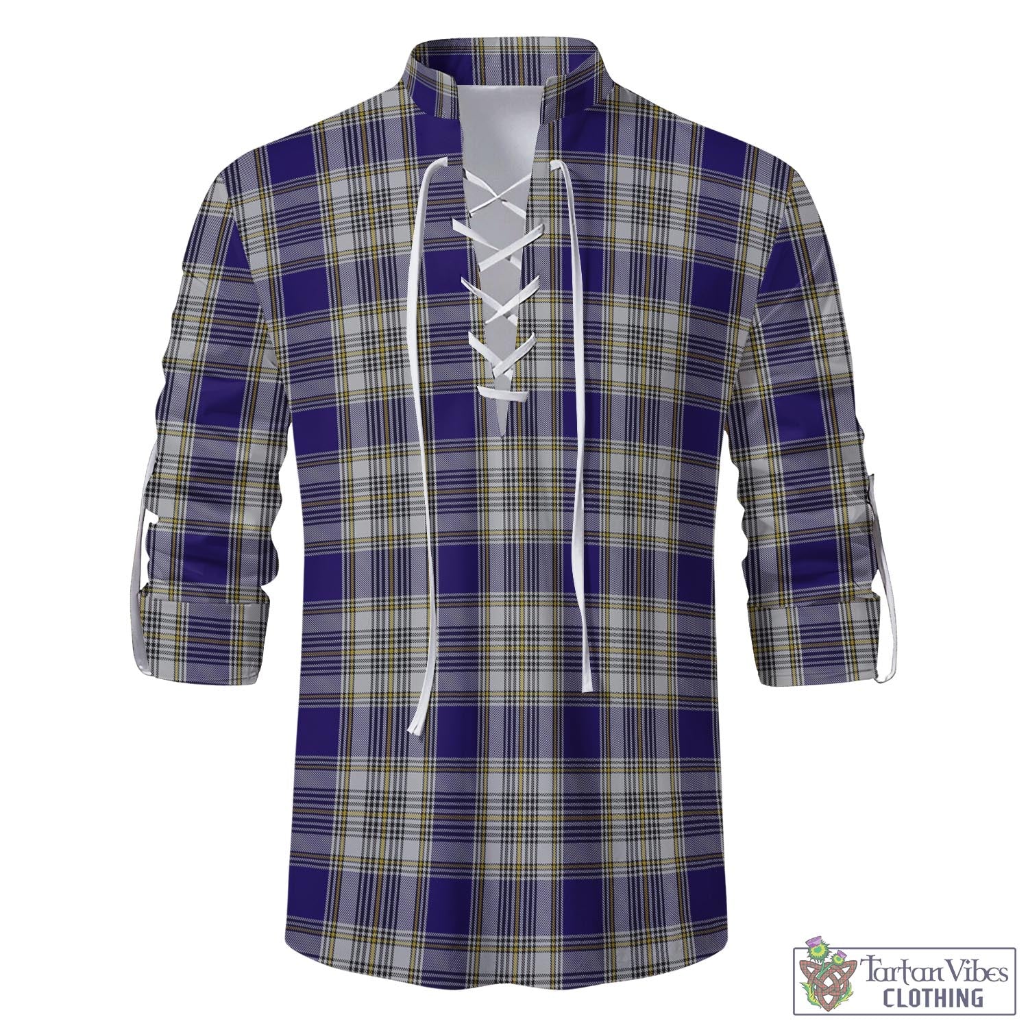 Tartan Vibes Clothing Livingston Dress Tartan Men's Scottish Traditional Jacobite Ghillie Kilt Shirt