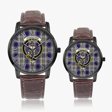 Livingston Dress Tartan Family Crest Leather Strap Quartz Watch