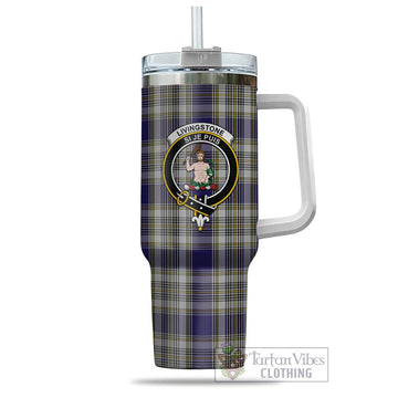 Livingston Dress Tartan and Family Crest Tumbler with Handle