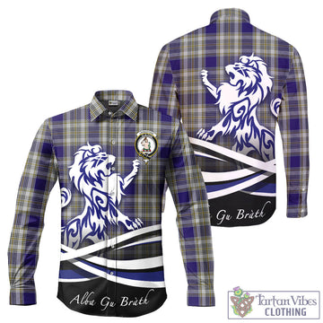 Livingston Dress Tartan Long Sleeve Button Up Shirt with Alba Gu Brath Regal Lion Emblem
