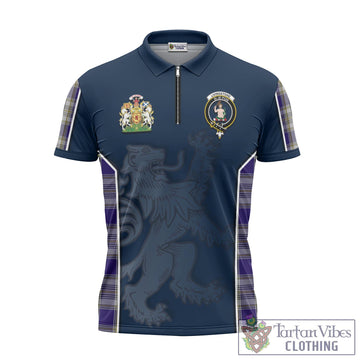 Livingston Dress Tartan Zipper Polo Shirt with Family Crest and Lion Rampant Vibes Sport Style