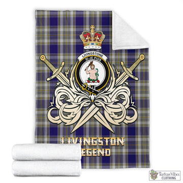 Livingston Dress Tartan Blanket with Clan Crest and the Golden Sword of Courageous Legacy