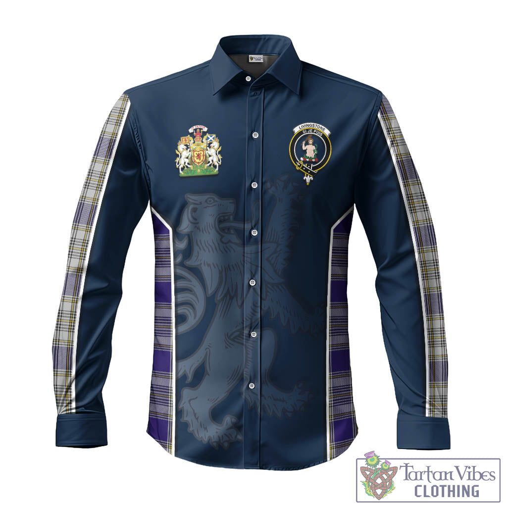Tartan Vibes Clothing Livingston Dress Tartan Long Sleeve Button Up Shirt with Family Crest and Lion Rampant Vibes Sport Style