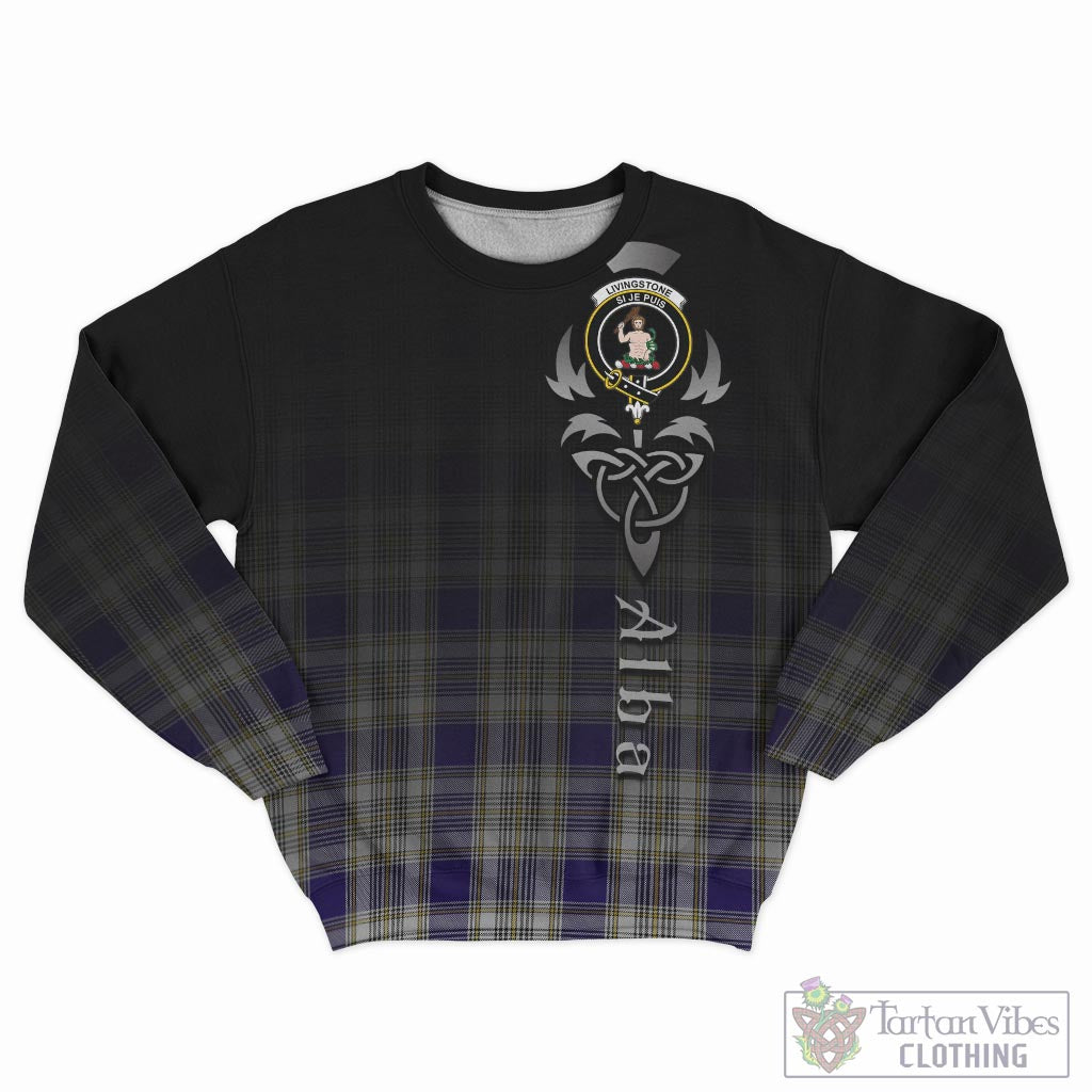 Tartan Vibes Clothing Livingston Dress Tartan Sweatshirt Featuring Alba Gu Brath Family Crest Celtic Inspired