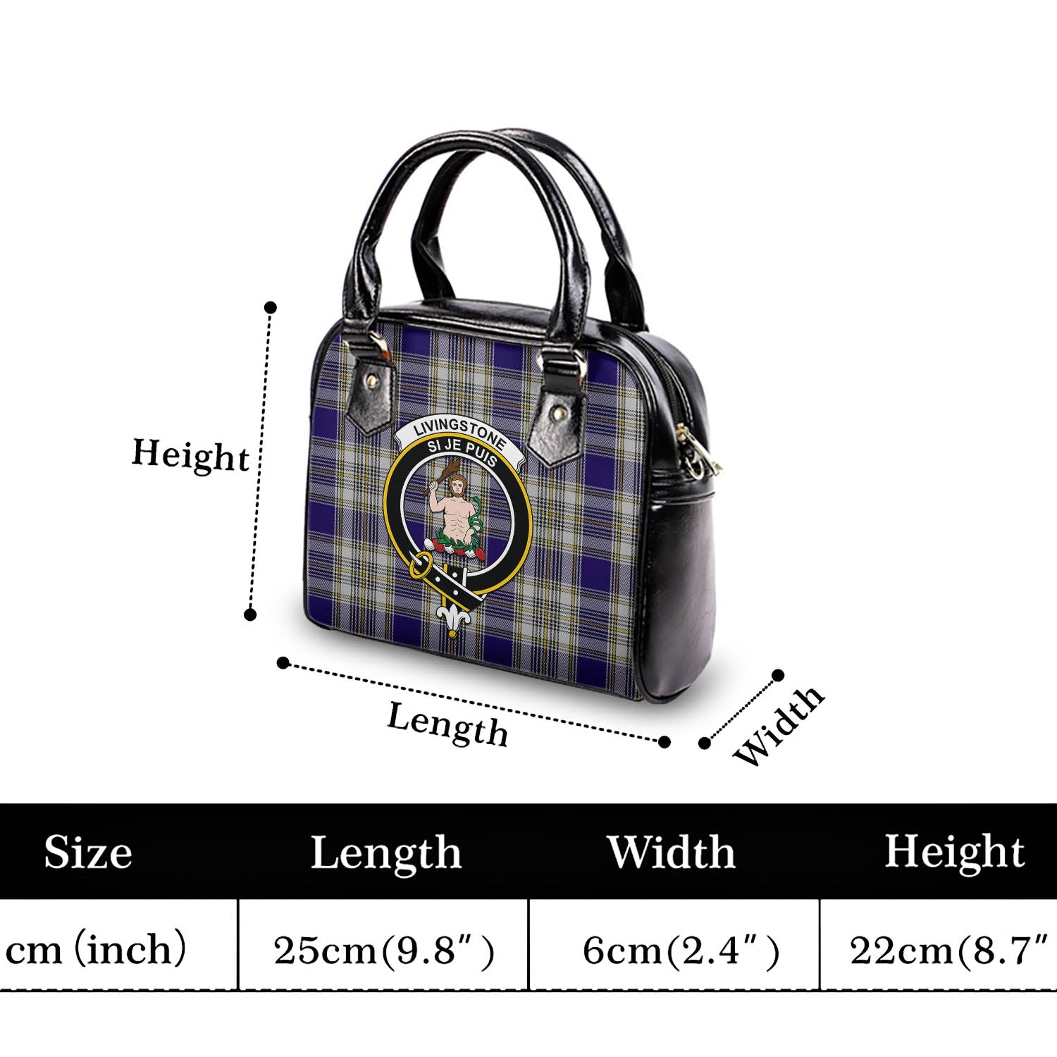 Livingston Dress Tartan Shoulder Handbags with Family Crest - Tartanvibesclothing