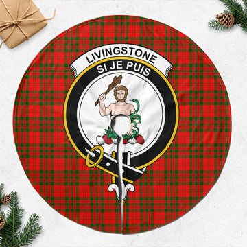 Livingstone Modern Tartan Christmas Tree Skirt with Family Crest