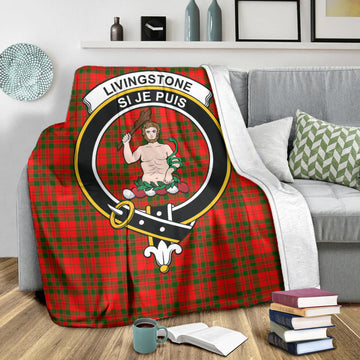 Livingston Modern Tartan Blanket with Family Crest