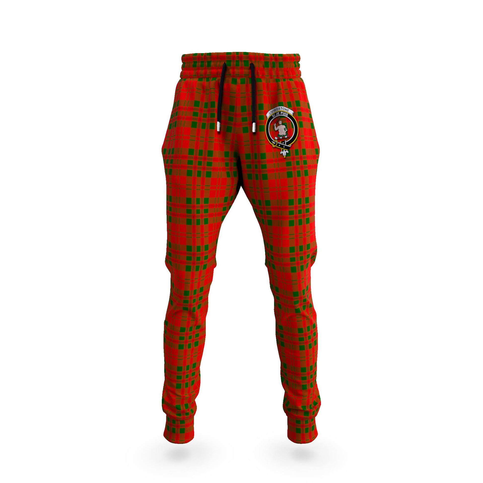 Livingston Modern Tartan Joggers Pants with Family Crest - Tartanvibesclothing