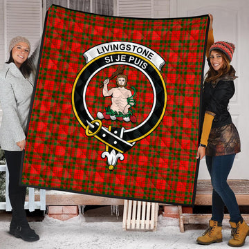 Livingston Modern Tartan Quilt with Family Crest