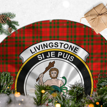 Livingstone Modern Tartan Christmas Tree Skirt with Family Crest