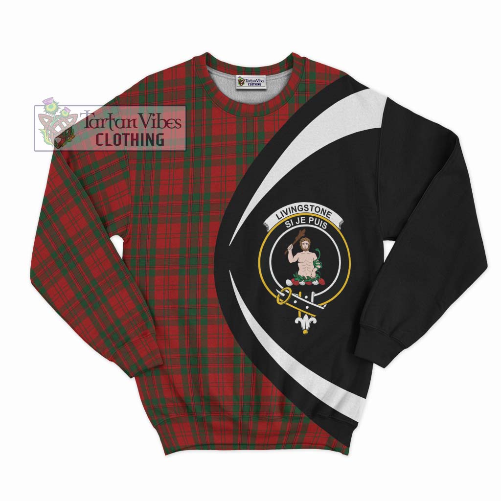 Livingstone Tartan Sweatshirt with Family Crest Circle Style Unisex - Tartan Vibes Clothing