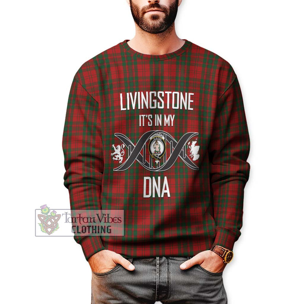 Livingstone Tartan Sweatshirt with Family Crest DNA In Me Style Unisex - Tartan Vibes Clothing