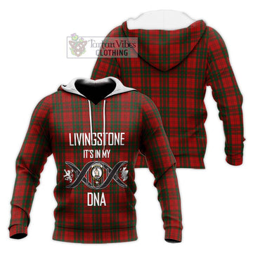 Livingstone Tartan Knitted Hoodie with Family Crest DNA In Me Style Unisex Knitted Pullover Hoodie - Tartan Vibes Clothing