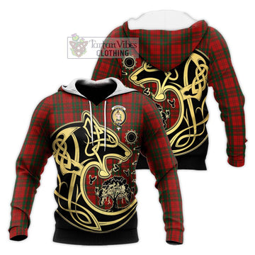 Livingstone Tartan Knitted Hoodie with Family Crest Celtic Wolf Style Unisex Knitted Pullover Hoodie - Tartan Vibes Clothing