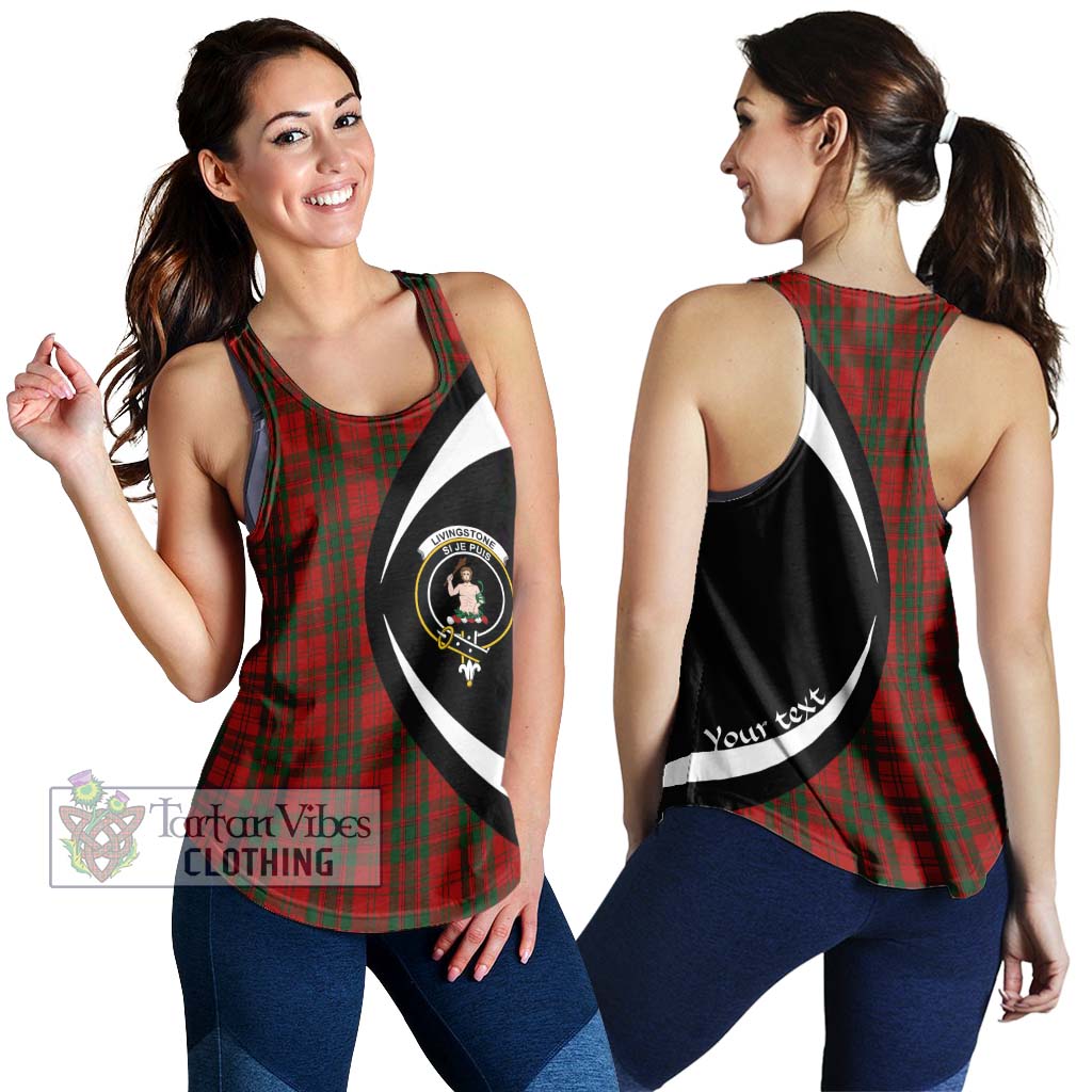 Livingstone Tartan Women's Racerback Tanks with Family Crest Circle Style 4XL - Tartan Vibes Clothing