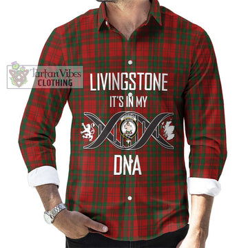 Livingstone Tartan Long Sleeve Button Shirt with Family Crest DNA In Me Style Men's Shirt S - Tartanvibesclothing Shop