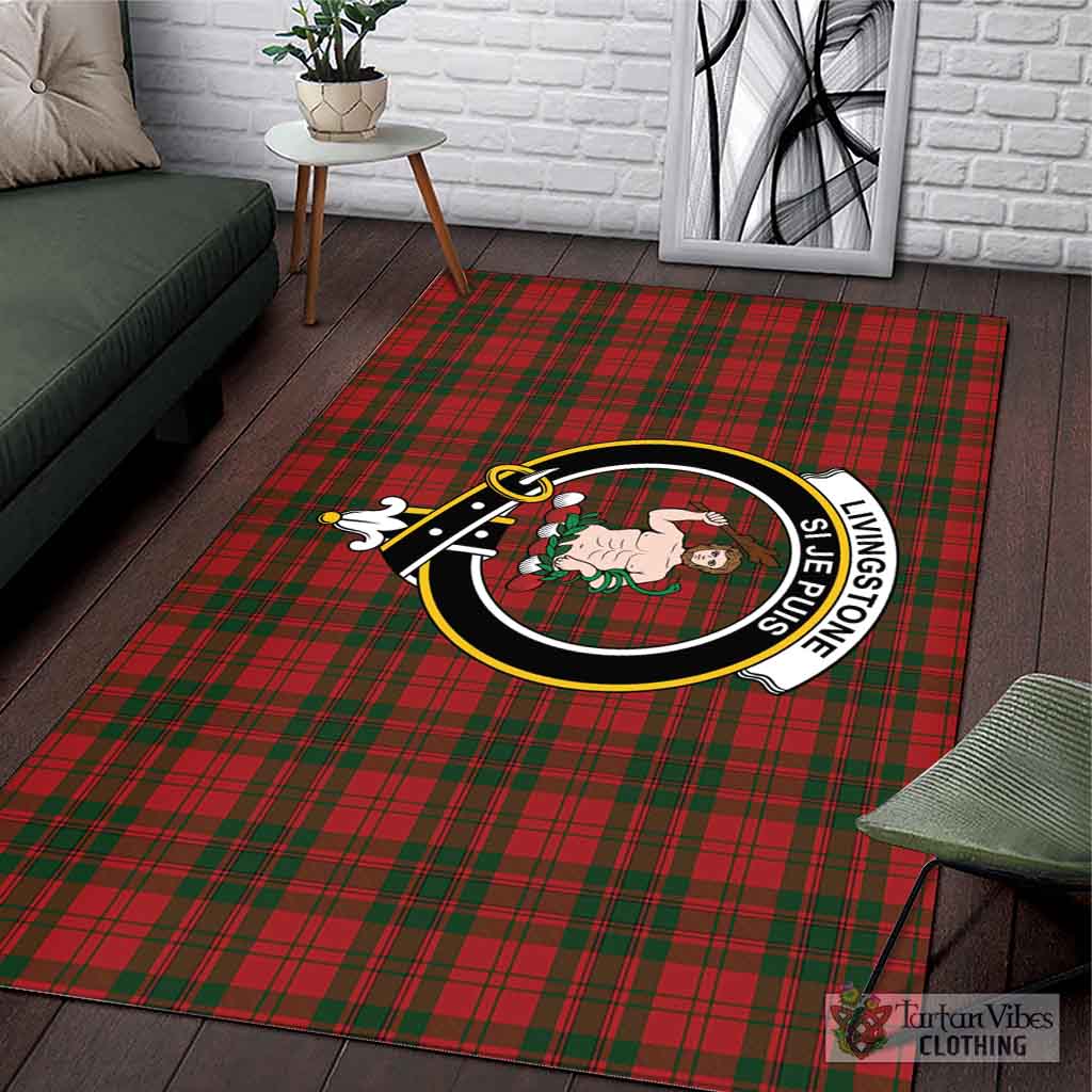 Livingstone Tartan Area Rug with Family Crest L 59*86 inch (150x220 cm) - Tartan Vibes Clothing
