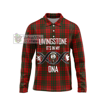 Livingstone Tartan Long Sleeve Polo Shirt with Family Crest DNA In Me Style Unisex - Tartan Vibes Clothing