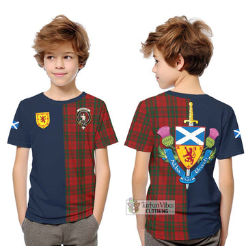 Livingstone Tartan Kid T-Shirt Alba with Scottish Lion Royal Arm Half Style Youth XL Size14 - Tartan Vibes Clothing