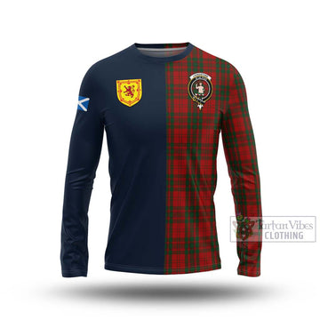 Livingstone Tartan Long Sleeve T-Shirt Alba with Scottish Lion Royal Arm Half Style Unisex - Tartan Vibes Clothing