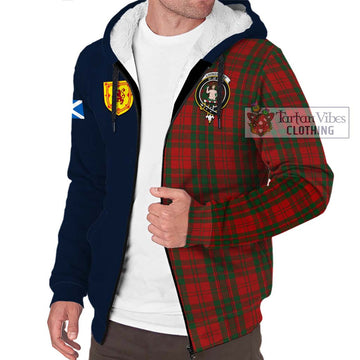 Livingstone Tartan Sherpa Hoodie Alba with Scottish Lion Royal Arm Half Style - Tartan Vibes Clothing