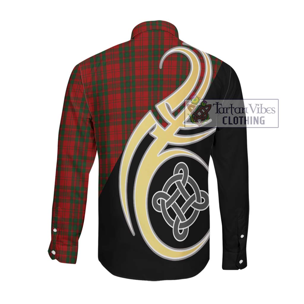Livingstone Tartan Long Sleeve Button Shirt with Family Crest and Celtic Symbol Style Men's Shirt - Tartan Vibes Clothing