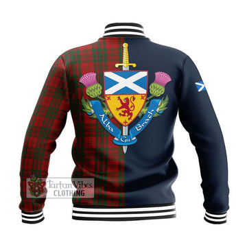 Livingstone Tartan Baseball Jacket Alba with Scottish Lion Royal Arm Half Style - Tartan Vibes Clothing