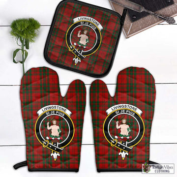 Livingstone Tartan Combo Oven Mitt & Pot-Holder with Family Crest - Tartan Vibes Clothing