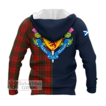 Livingstone Tartan Knitted Hoodie Alba with Scottish Lion Royal Arm Half Style - Tartan Vibes Clothing