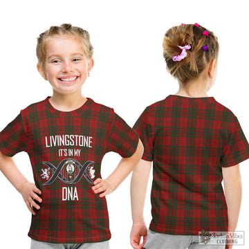 Livingstone Tartan Kid T-Shirt with Family Crest DNA In Me Style - Tartan Vibes Clothing