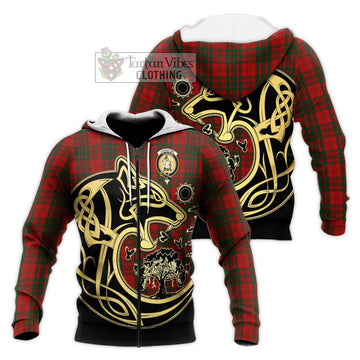 Livingstone Tartan Knitted Hoodie with Family Crest Celtic Wolf Style Unisex Knitted Zip Hoodie - Tartan Vibes Clothing