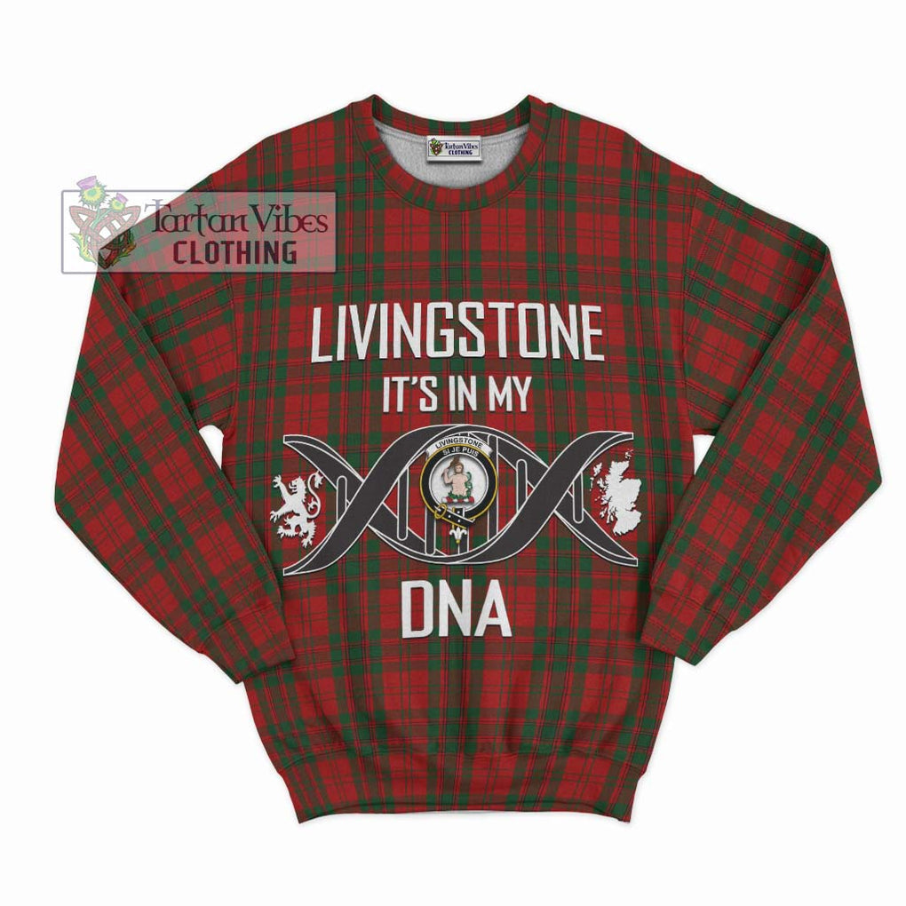 Livingstone Tartan Sweatshirt with Family Crest DNA In Me Style - Tartan Vibes Clothing