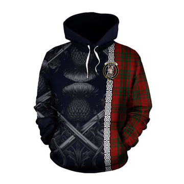 Livingstone (Livingston) Tartan Cotton Hoodie with Family Crest Cross Sword Thistle Celtic Vibes Pullover Hoodie XS - Tartan Vibes Clothing