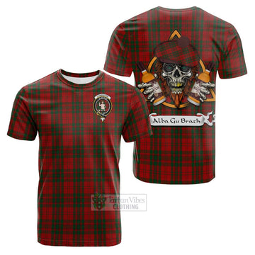 Livingstone (Livingston) Tartan Cotton T-shirt with Family Crest and Bearded Skull Holding Bottles of Whiskey Kid's Shirt - Tartan Vibes Clothing