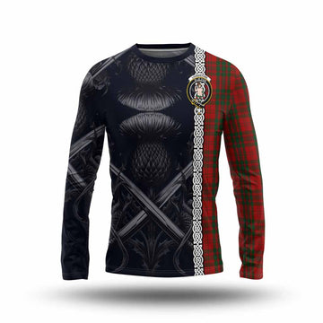Tartan Vibes Clothing Livingstone (Livingston) Tartan Long Sleeve T-Shirt with Family Crest Cross Sword Thistle Celtic Vibes