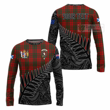 Tartan Vibes Clothing Livingstone (Livingston) Crest Tartan Long Sleeve T-Shirt with New Zealand Silver Fern Half Style