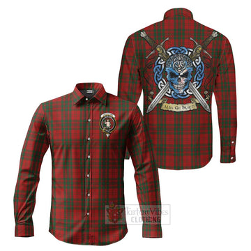Livingstone (Livingston) Tartan Long Sleeve Button Shirt with Family Crest Celtic Skull Style Men's Shirt S - Tartan Vibes Clothing