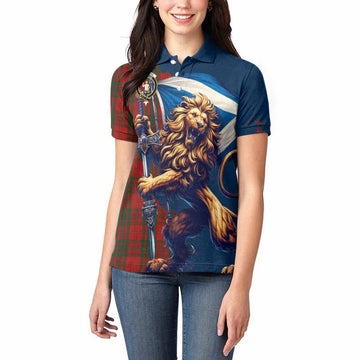 Livingstone (Livingston) Tartan Family Crest Women's Polo Shirt with Scottish Majestic Lion Women - Tartan Vibes Clothing