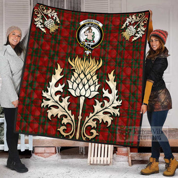 Tartan Vibes Clothing Livingstone (Livingston) Tartan Quilt with Family Crest and Golden Thistle Style